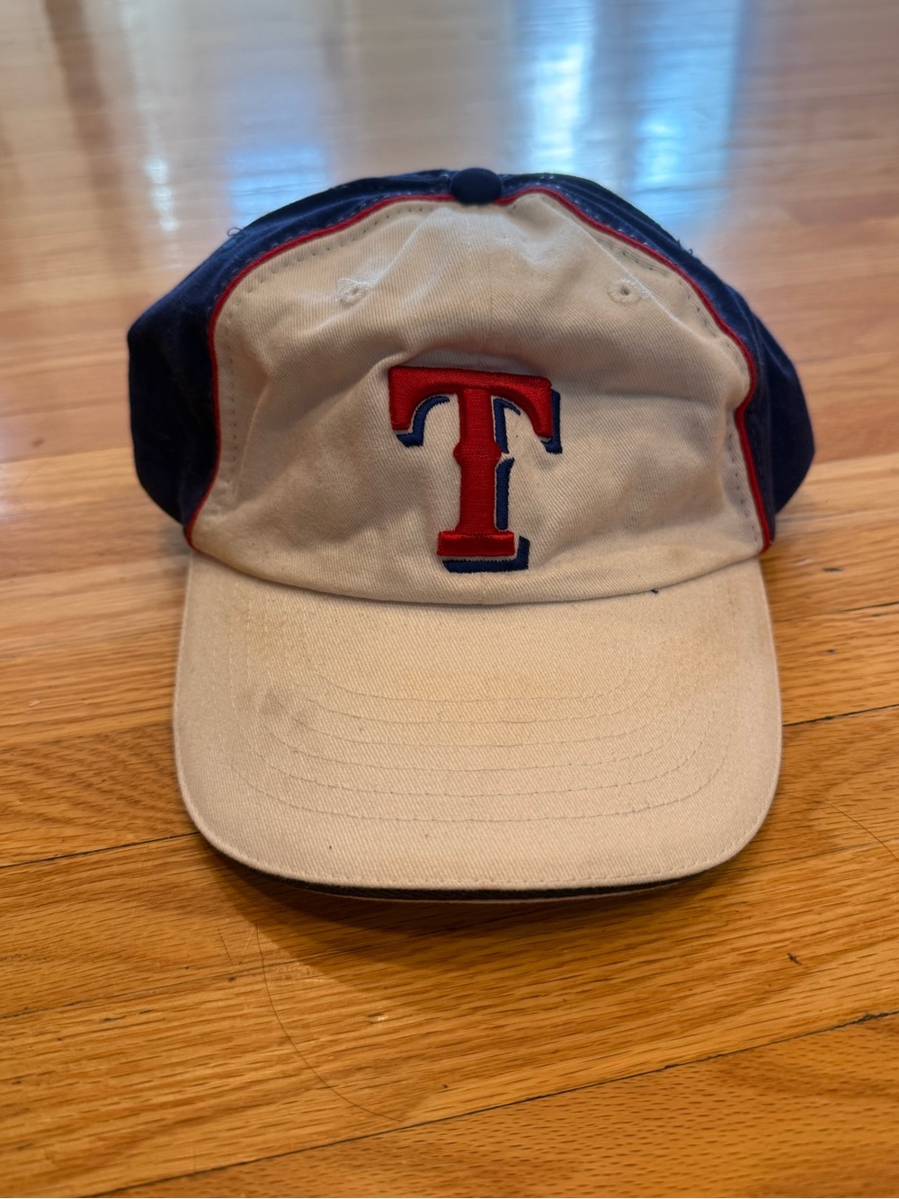 Texas Rangers White and Navy Baseball Cap with Red 'T' Logo